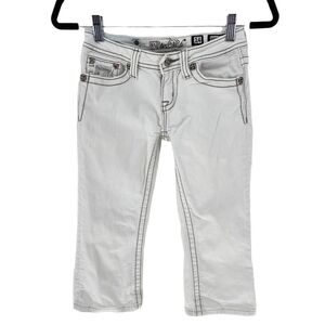 Miss Me Girl's Embellished Capri Pants White- 14